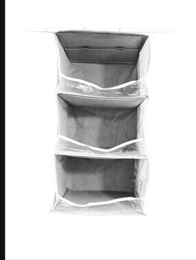 Hanging Closet Organizer - Gray 3-Tier Storage